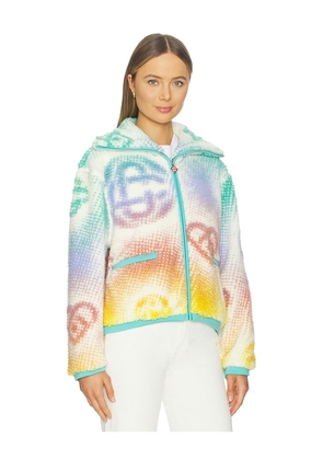 Casablanca Monogram Fleece Jacket in Teal,Blush. Size S. Also in XS, M.