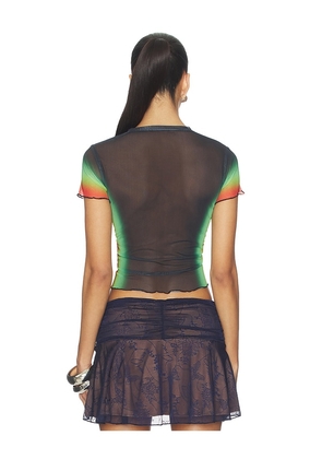 Casablanca Scallop Short Sleeve Printed Mesh Top in Black. Size M. Also in XS.