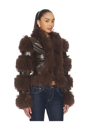CULTNAKED Faux Fur Caterpillar Coat in Brown. Size XS. Also in L, M, S, XL.