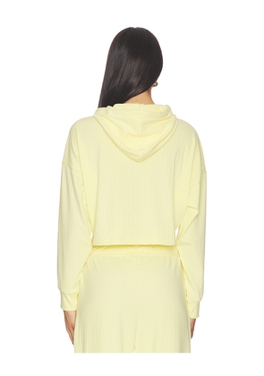 Beyond Yoga Breathe Easy Ribbed Cropped Hoodie in Yellow. Size M. Also in XXS, XS, L, XL.