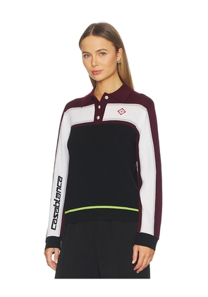 Casablanca Striped Oversized Polo Shirt in Multi in Black,Burgundy. Size M. Also in XS, S, XXS.