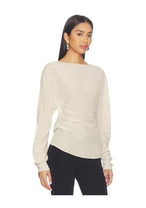 EAVES x Jasmine Tookes Amari Open Back Top in Beige. Size L. Also in XS, XXS, S, M, XL.