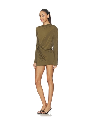 EAVES Desi Mini Dress in Olive. Size L. Also in XL, XS.