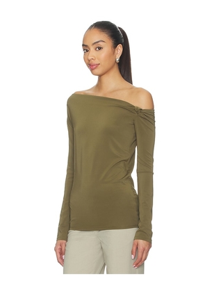EAVES Jayne Off Shoulder Top in Olive. Size L. Also in XS, XXS, S, M, XL.