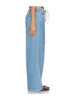 BLANKNYC Tie Barrel Jeans in Blue. Size M. Also in XS, S, L.