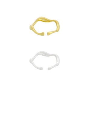 Casa Clara Hele Asymmetric Ring Duo in Metallic Gold,Metallic Silver.