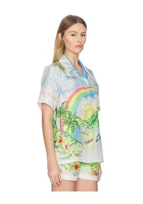 Casablanca Aloha Shirt in Baby Blue,Green. Size M. Also in XS, S.