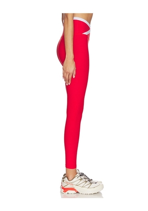 Beyond Yoga Spacedye Outlines High Waisted Midi Legging in Red. Size M. Also in L, S, XL, XS.