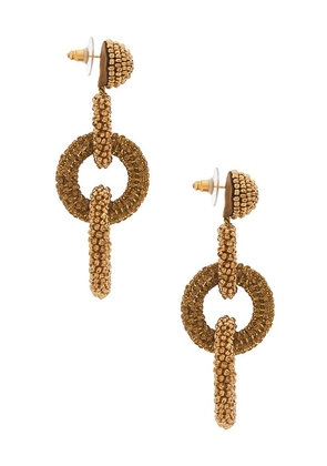 Deepa Gurnani Sienna Earrings in Metallic Gold.