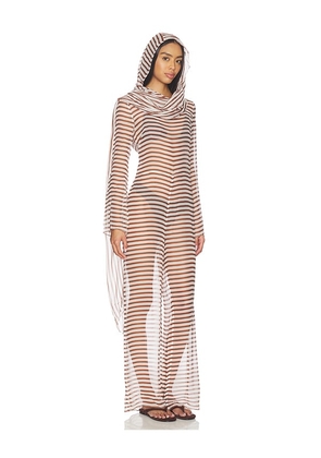 Cult Gaia Lakelyn Cover Up in Brown,White. Size 2. Also in 0, 4.