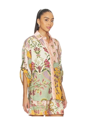 Agua Bendita Chrissy Shirt in Pink,Sage. Size M. Also in XS, S, L.