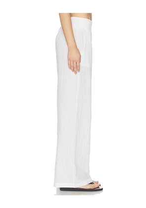 Bobi Wide Leg Pant Smocked in White. Size M. Also in XS, S, L, XL.