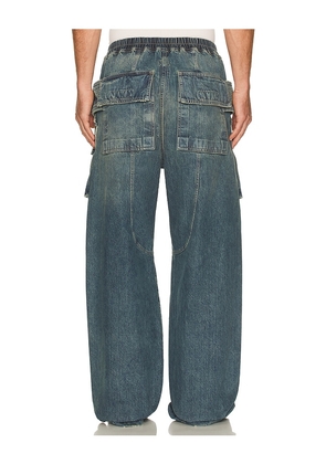 DRKSHDW by Rick Owens Creatch Wide Cargo Drawstring in Blue. Size M. Also in L.