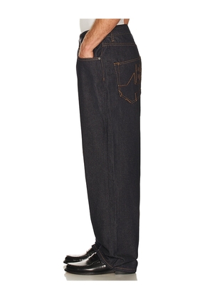 Badfriend Star Pocket Denim Pant in Blue. Size 32. Also in 34, 36.
