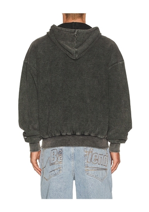 Badfriend Waffle Knit Full Zip Hoodie in Black. Size M. Also in S, L.