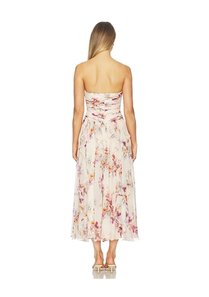 Cinq a Sept Iris Bouquet Galya Dress in Beige. Size 00. Also in 2, 4, 6, 8, 10.