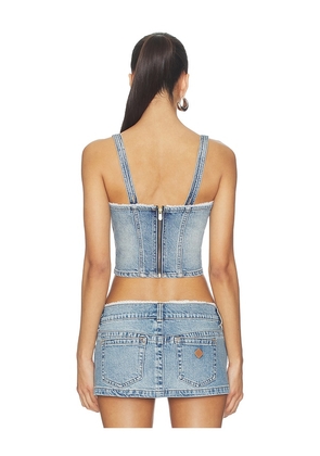 Abrand Saloon Bodice Top in Blue. Size S. Also in M, XS.