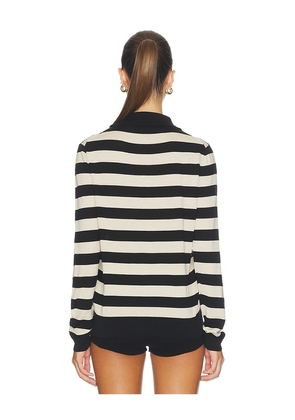 Enza Costa Stripe Silk Knit Polo in Black. Size L. Also in XS, S, M.