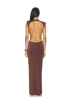 AWAVE Studio The Faye Umber Maxi Dress in Brown. Size L. Also in XS, S, M, XL.