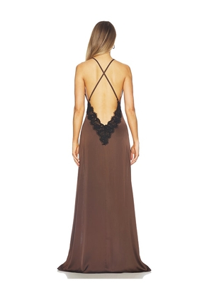 AWAVE Studio Lace Maxi Dress in Brown. Size 36/4. Also in 40/8, 42/10.