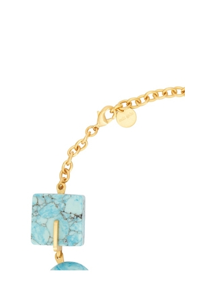 Cult Gaia Laguna Choker Necklace in Teal,Metallic Gold.