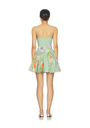 HEMANT AND NANDITA Corseted Mini Dress in Sage. Size M. Also in S, XXS, XS, L, XXL.