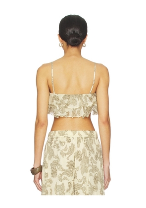 HEMANT AND NANDITA Ruffle Top in Neutral. Size S. Also in XS, L, XL, XXL.