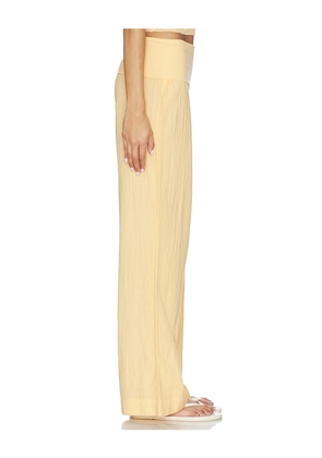Bobi Fold Over Waist Beach Pant in Yellow. Size M. Also in XS, S, L, XL.
