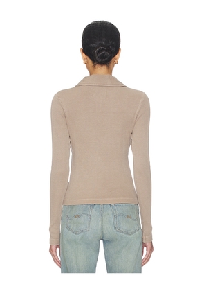Citizens of Humanity Brea 60's Polo Shirt in Beige. Size L. Also in XS, S, M, XL.