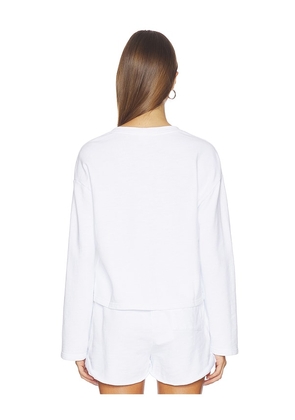 Bobi Drop Shoulder Pullover Top in White. Size M. Also in XS, S, L, XL.