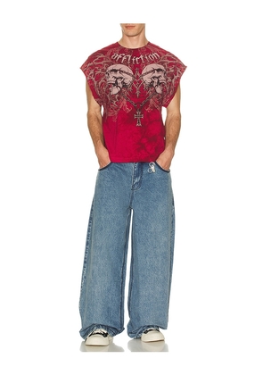 Affliction Collapse Muscle Tee in Red. Size S. Also in XL/1X.