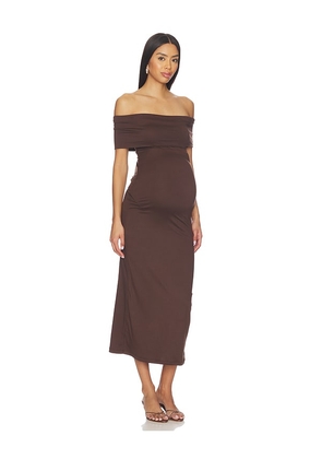 BUMPSUIT The Bianca Dress in Chocolate. Size L. Also in XS, S, M, XL.