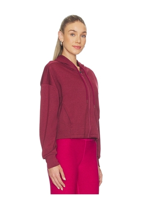 Beyond Yoga Scuba Cropped Jacket in Burgundy. Size L. Also in S, XS, M, XL.
