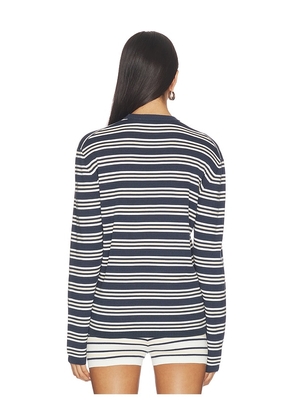 EAVES Cydnee Striped Oversized Sweater in Navy,White. Size L. Also in XS, XXS, S, M, XL.