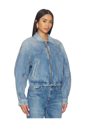AGOLDE Dixon Cocoon Bomber Jacket in Blue. Size XS. Also in S, M, L, XL.