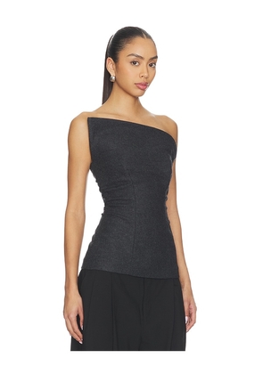 EAVES Helge Wool Flannel Structured Top in Charcoal. Size L. Also in XS, S, M, XL.