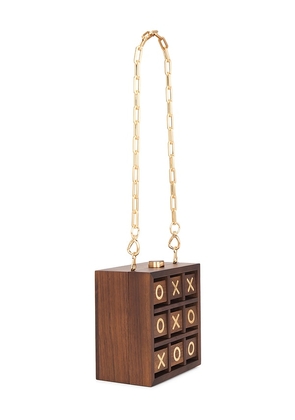 Cult Gaia Tic Tac Toe Clutch in Brown.