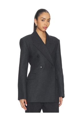 EAVES Hulda Wool Flannel Blazer in Charcoal. Size L. Also in XXS, XS, S, M, XL.