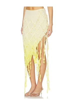 Blumarine Embroidered Creponne Skirt in White,Yellow. Size 36. Also in 40.