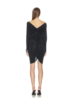 Atlein V Neck Ruched Short Dress in Black. Size 36/2. Also in 34/0, 38/4.