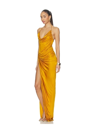 Atlein Draped Midi Dress in Mustard. Size 36/2. Also in 40/6.