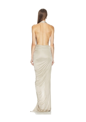 Atlein Open Draped Gown in Beige. Size 36/2. Also in 34/0, 38/4, 40/6.