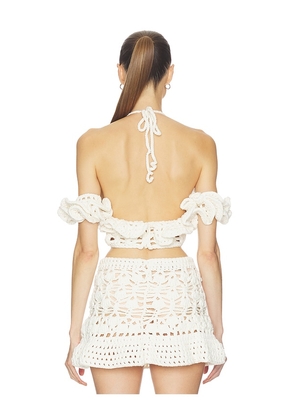 Aniye Records Mabel Ruffle Top in Cream. Size XS. Also in S, M, L.