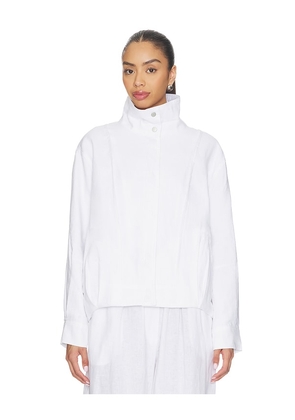 AEXAE Linen Bomber Jacket in White. Size S. Also in XS, M, L.