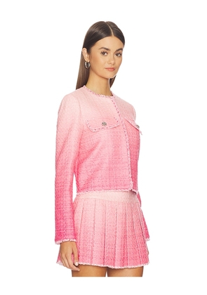 Alice + Olivia Dumont Tweed Boxy Jacket in Blush. Size 0. Also in 2, 4, 8, 12.