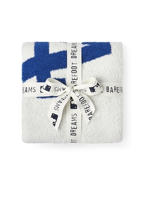 Barefoot Dreams Cozychic Los Angeles Dodgers Stroller Blanket in White.