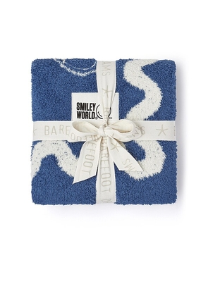 Barefoot Dreams Cozychic Smileyworld Surf Stroller Blanket in Blue.
