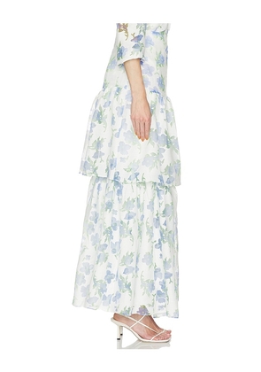ELLIATT Cleo Skirt in Ivory,Blue. Size XS. Also in S, M, L, XL.