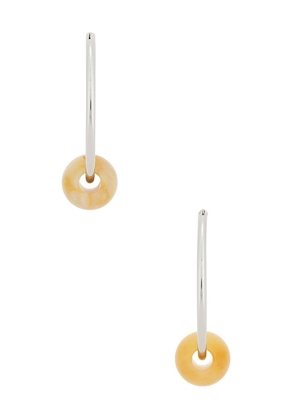 Casa Clara Hayden Hoop Earrings in Metallic Silver,Beige.