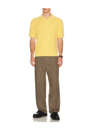 Beams Plus Knit Polo Cable in Yellow. Size S. Also in XL.